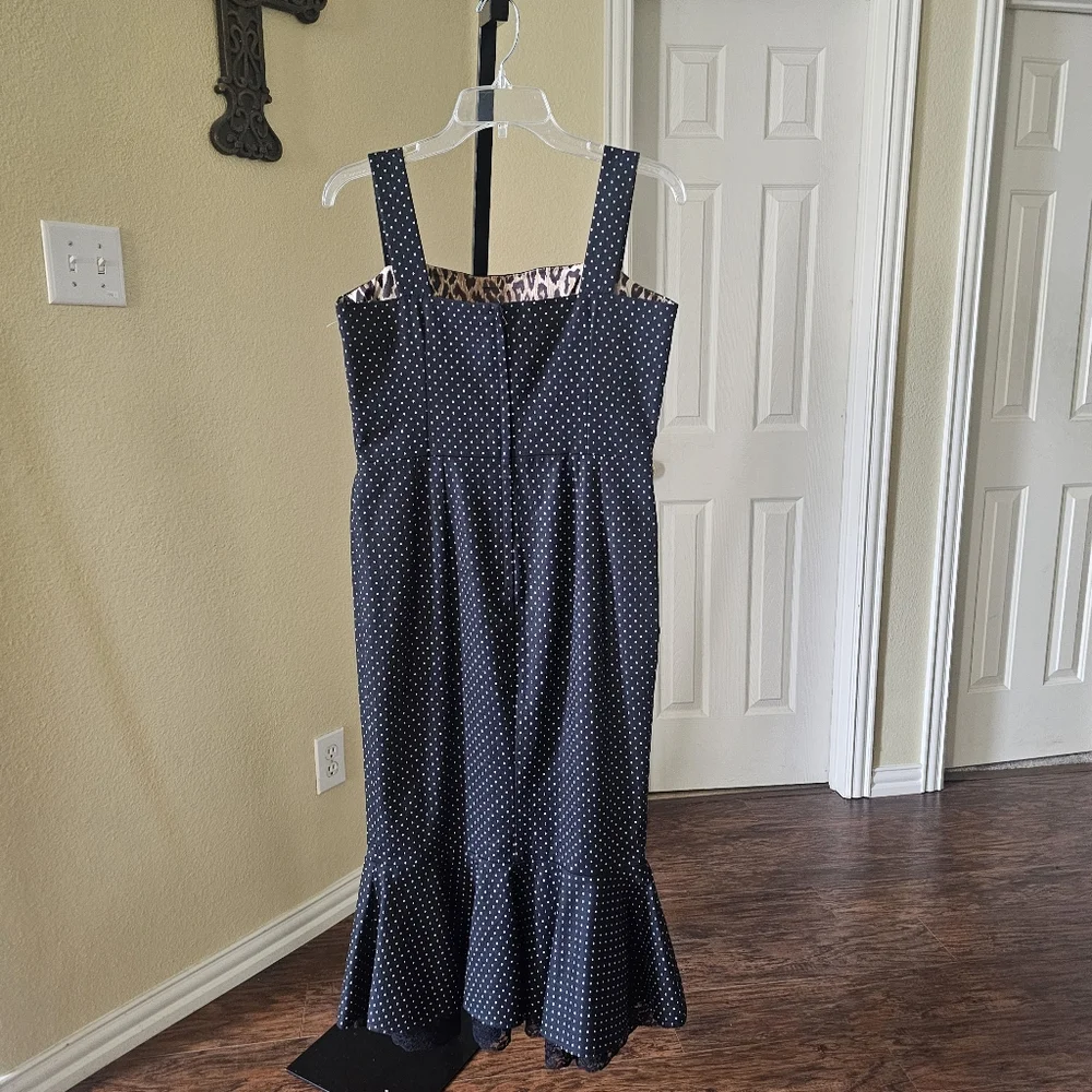 Dolce & Gabbana Sleeveless Midi Elegant Black Polka Dot Dress Size 46IT/US10-12 - Picture 6 of 16